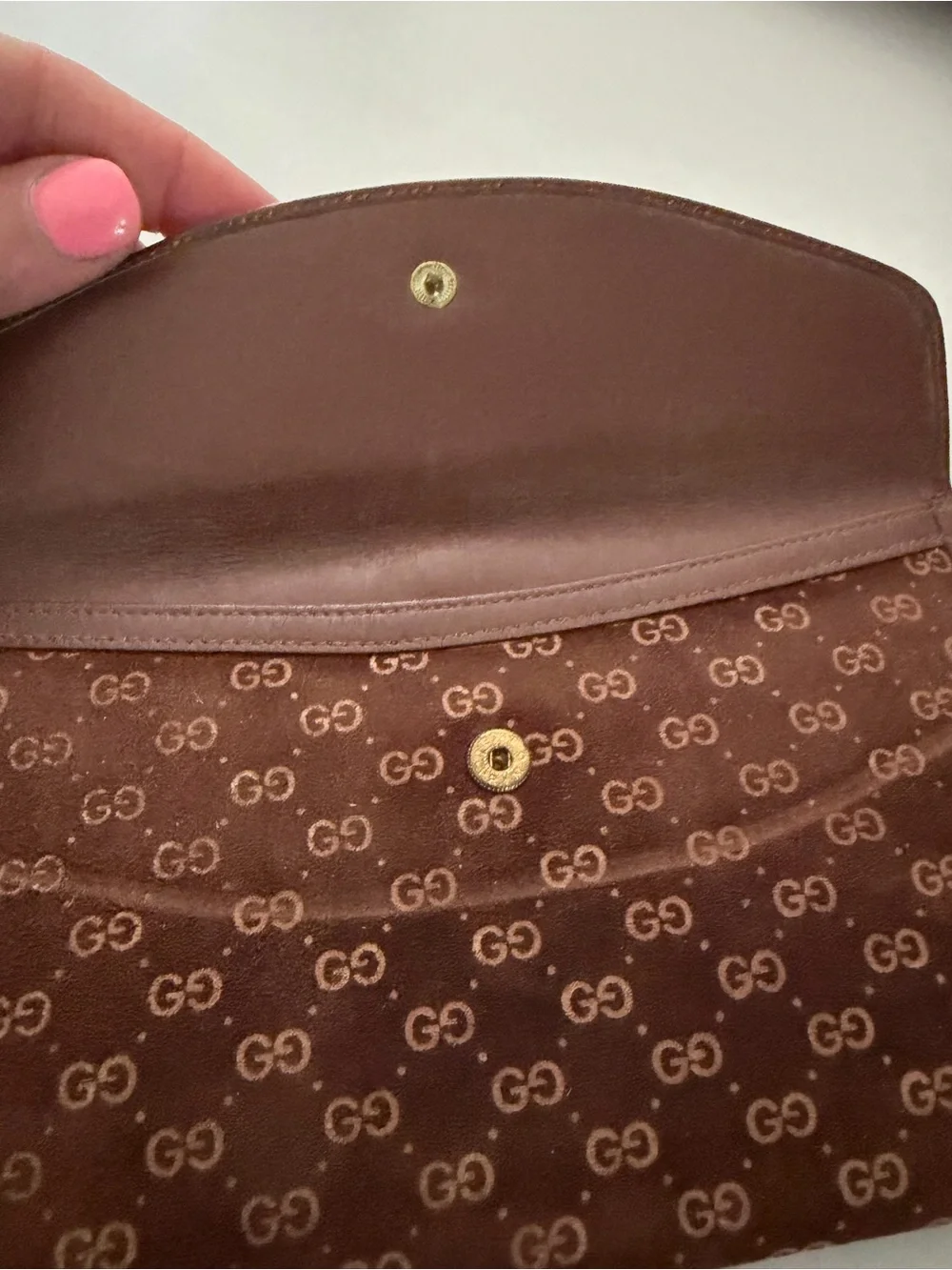 Gucci Brown Vintage GG Monogram Continental Wallet with Gold Accent - Picture 10 of 15